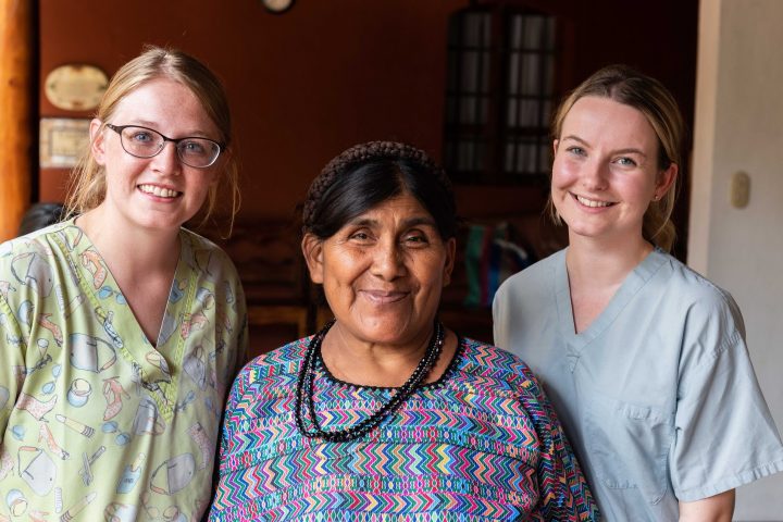 Catalina Ixcopal, shown with mission nurses Arabelle Reed and Gillian Manchip
